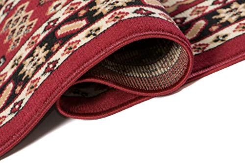 Carpeto Rugs Teppich Orientalisch Rot Klassisch Muster Kurzflor Öko-Tex Wohnzimmer 70 x 140 cm – Bild 5