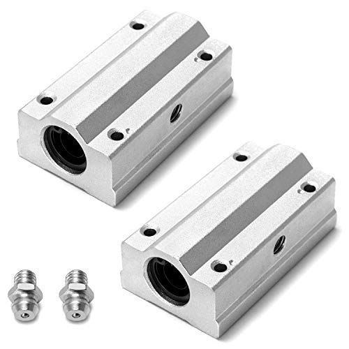 QWORK 2Pcs SCS12LUU Aluminum Linear Motion Ball Bearing Slide Unit Bushing, Type CNC Extra Long Linear Roller Bearing Slide Block, 12mm Bore Dia