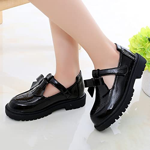 Girl Shoes Small Leather Shoes Single Shoes Children Dance Shoes Girls Performance Shoes Girl Shoes 8 Toddler (Black, 10-10.5 Years Big Kids)4