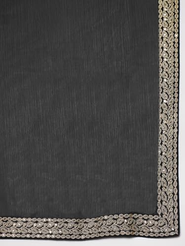 Image of AKHILAM Women's Satin Solid Ready To Wear one Minute Saree with Unstitched Blouse Piece