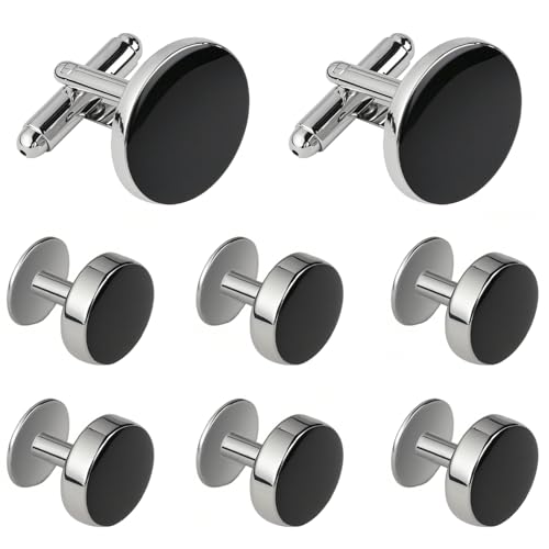 El mejor regalo para hombres, gemelos y tachuelas, juego de gemelos y tachuelas de camisa de esmoquin para hombres, gemelos de latón y tachuelas para camisa para bodas, banquetes, ceremonias,