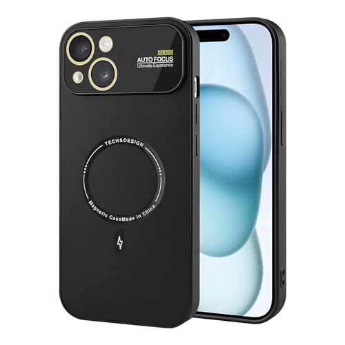 Image of Vaku Luxos Premium Silicon Polarized Back Cover for iPhone 15 Texture Full Lens Protection Silicon Case Scratch Resistant Slim Thin Military-Grade Protection - Black