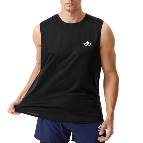 Débardeurs d'entraînement pour Hommes, séchage Rapide, t-Shirts de Sport, de Musculation, de Fitness, de Course à Pied, sans Manches Noir XL