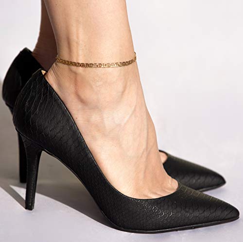 LIFETIME JEWELRY 4mm Mariner Link Chain Anklet for Women & Men 24k Gold Plated (Gold, 11) - Image 5