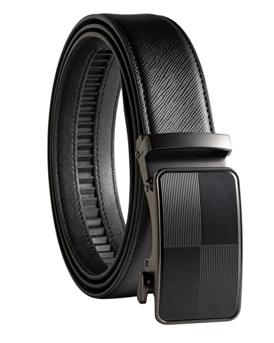 Ratchet Belt for Big and Tall Men, Adjustable Leather Belt Slide Buckle, Plus Size 1.38