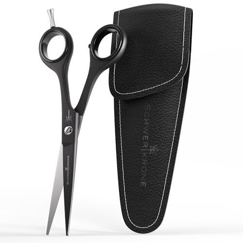 Schwertkrone® Ciseaux de coiffeur professionnels 6 pouces – Ciseaux à cheveux en acier inoxydable noir mat pour une coupe de cheveux précise, soin de la...