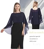 Hotshawl Capelets für Frauen Chiffon Cape Schals und Wraps für Abendkleid Hochzeit Umhänge Cover Up, Marineblau, Einheitsgröße