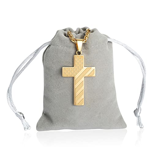 DuoDiner Silver Cross Necklace Pendant for Men Boys Stainless Steel American Flag Chain Bible Verse John 3:16 First Communion Confirmation Gift - Image 6