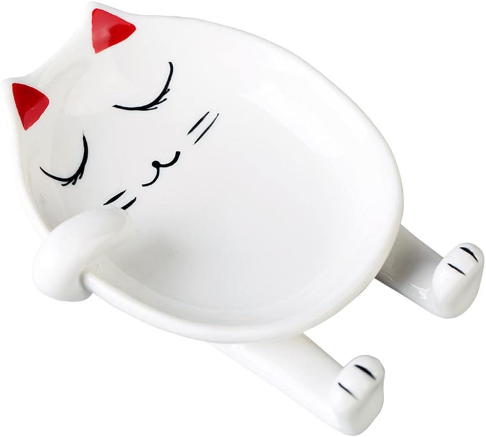 Pinakine® Spoon Rest Ceramic Make Kitty Shape Animal Shaped for Stovetop Kitchen Decor Red Ears|Home & Garden| Kitchen Dining & Bar| Kitchen Tools & Gadgets| Spoon Rests|70033567PNKL