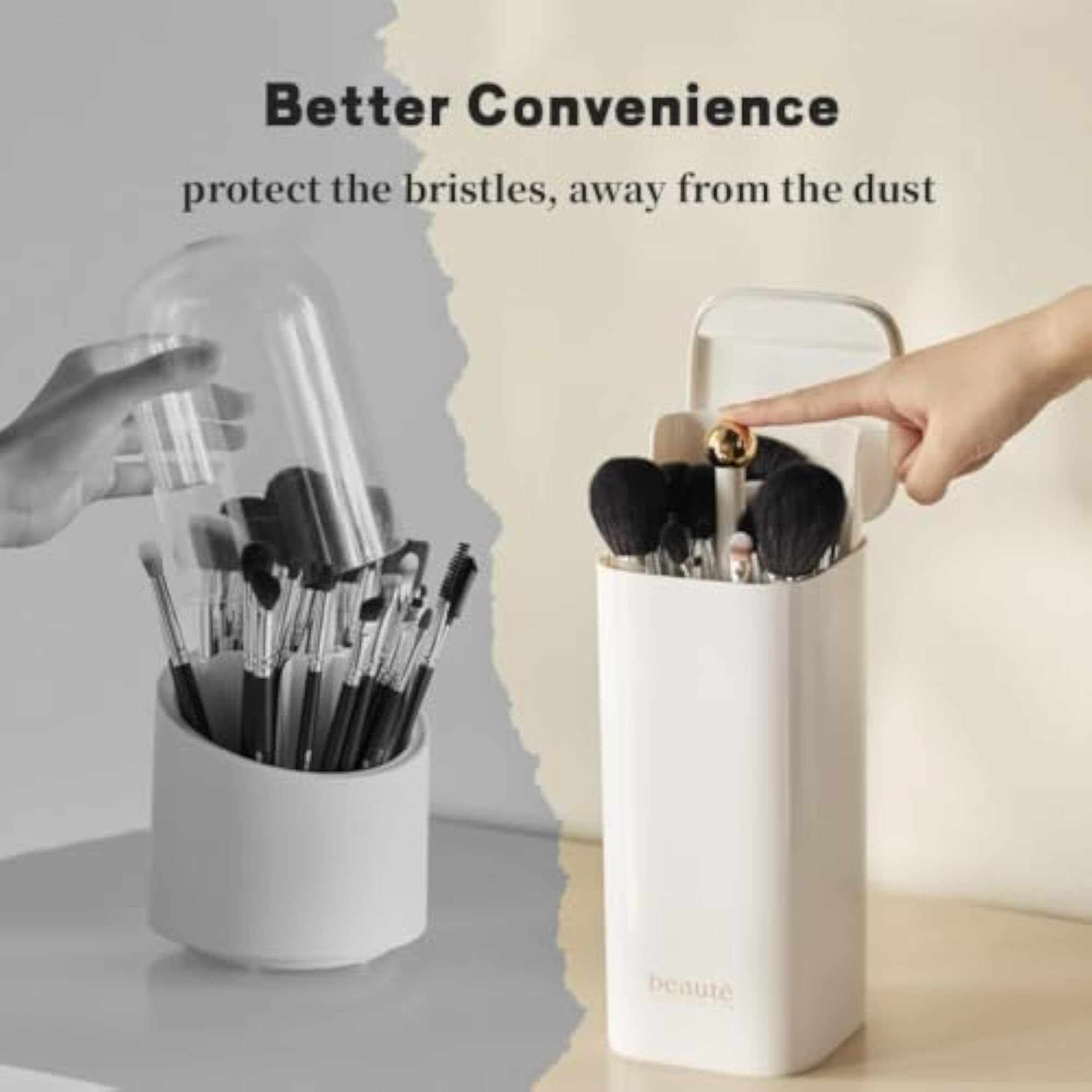 Dustproof Pop Up Makeup Brush Holder Box with Lid