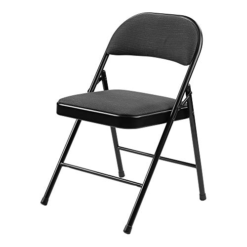 Oklahoma Sound Corporation Commercialine 900 Series Fabric Padded Portable Folding Chair with 19-Gauge Steel Frame, Star Trail Black - 4 Pack