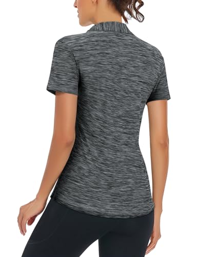 Image of Cucuchy Womens V Neck Golf Polo Shirts Moisture Wicking Sports Workout Tops