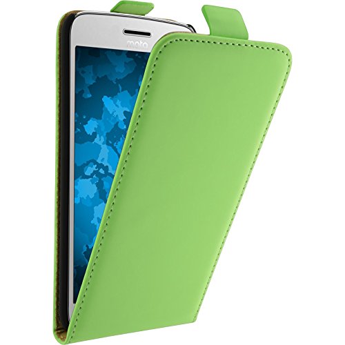 PhoneNatic Cubierta de Cuero Artificial Compatible con Lenovo Moto G5 Plus - Flip-Case Verde - Cover Cubierta + Protector de Pantalla