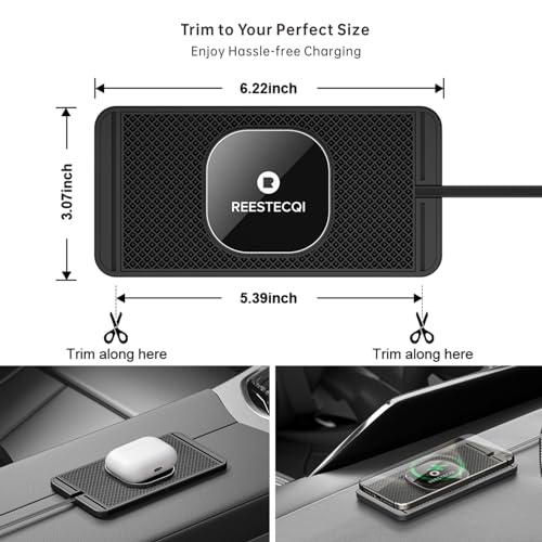 Image of Magnetic Wireless Car Charger Pad, REESTECQI 15W Wireless Charging Pad for Magsafe Charger Wireless Charger for Car Non Slip Type C with 40W Car Charger for iPhone 17 /16 /15 /14 /13 /12 (1M Cable)