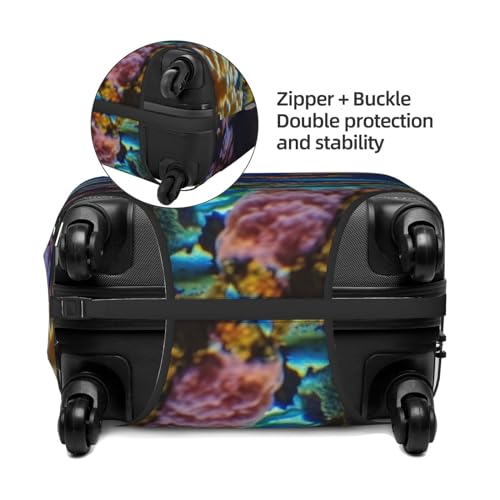Luggage Cover Protector Washable Stretch Suitcase Protector Tropical Fish and Corals Suitcase Cover Anti-Scratch Travel Baggage Covers Fits 18-32 Inch Luggage Protectors, Large, Black3
