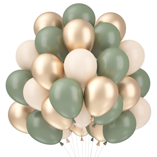 Luftballons Salbeigrün 60 Stück Luftballons Grün Gold Ballons Grüne Gold Beige Grüne Luftballon Geburtstag Set Luftballon Eukalyptus Grün Hochzeit Babyparty Tropische Safari Party Geburtstagsdeko