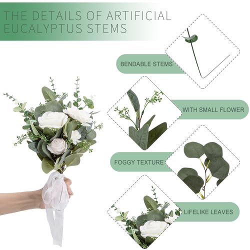 Tallos artificiales de hojas de eucalipto Cliselda para centros de mesa y bodas elegantes 7