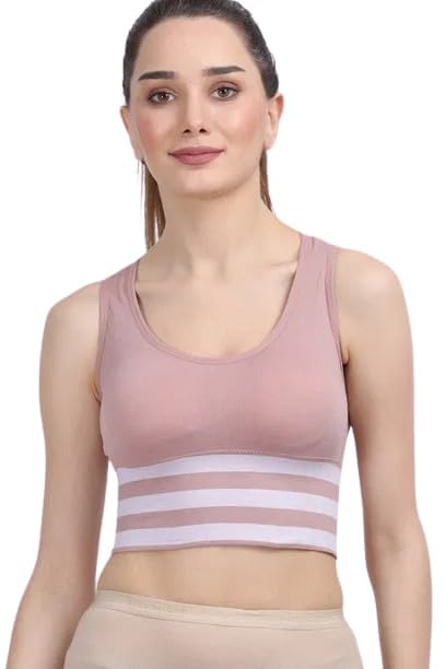 Women & Girls Push Up Padded Bra Slip on Wire Free Racerback Bra Free Size (28 Till 34) Pack of 1 Peach Color-picture-37