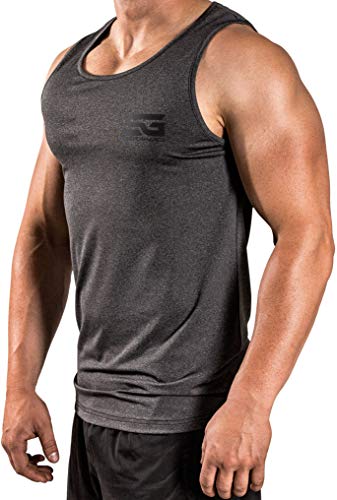 Satire Gym - Herren - Fitness Tank Top Männer - Sport Bekleidung Stringer Gym (anthrazit meliert, L)