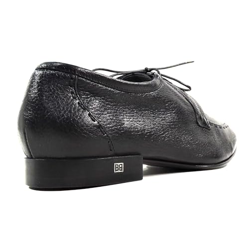 Baldinini Men's Black Leather Derby Dress Shoes, Comfort Moc-Toe Oxford, Italian Made 5