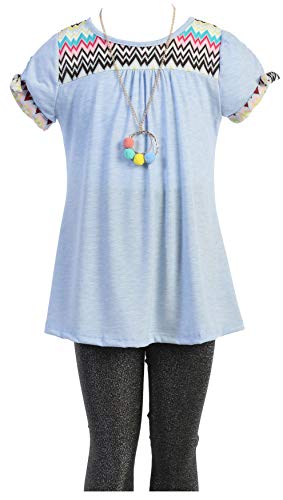 Image of 3 Pieces Top Legging Necklace Holiday Fall Winter Girls Pant Set 4-14
