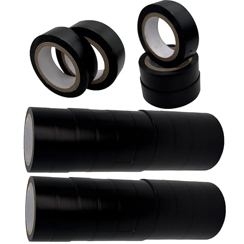 Image of 8502 Pk25 General Electrical Tape Black PVC Rolls 10 Meter Each Flame Retardant Adhesive Stretch for Wiring Bundling Sealing Black Electric Tape for Automotive Wire Repair Cable Wrap