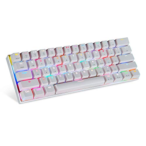 MOTOSPEED 60% Mechanical Gaming Keyboard Compact 61 Keys RGB Backlit Wired/Wireless 3.0 Type-C Gaming/Office Keyboard for PC/Mac/Linux/iPad/iPhone/Smartphone/Laptop Blue Switch (Renewed)
