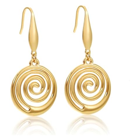 GREICHFAN Gold Round Drop Wire Earrings Spiral Dangle Earrings for Women Cover