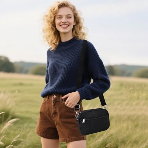 Puffer Crossbody Bag for Women with Wide Strap,Lightweight Quilted Nylon Puffy Shoulder Bag for Travel2