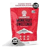 Lakanto Monk Fruit Sweetener with Erythritol, White Sugar Substitute, Monkfruit Extract, Classic White Sugar Replacement for Coffee, Tea, Baking, Gluten Free, Low Carb, Non GMO, Keto, 1.76 Lb