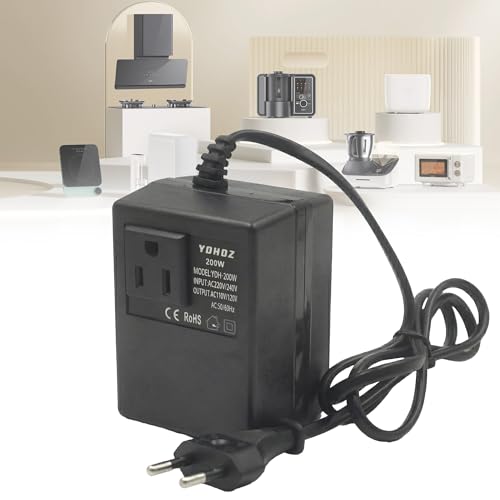Spannungswandler Transformator 220V auf 110V: 200W Spannungswandler EU Stecker mit Überhitzungsschutz für Urlauber und internationalen Geschäftsreisende