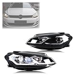 LDGSUPH LED Headlights Compatible For VW Golf MK7.5 TSI TDI Variant Halogen 2017-2020 [not Fit GTI/GTD/Rline/MK7] Front Lamps Assembly