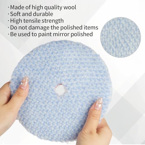 Image of Autolock 6 inch Buffing Polishing Pads, 2Pcs 6 Inch (150mm) Wool Polishing Pads, Buffing Pads Set with Hook and Loop for Car Polisher, Polishing and Buffing（Blue）