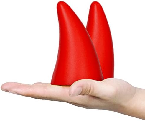 Car Roof Sticker Auto Decoration Accessories 3D Stereoscopic Cute devil horns Prevent Crash Decal By AcmeDeal (Pack of 2) (Red)