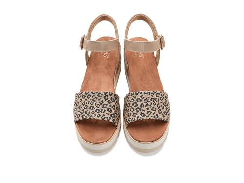 Image of TOMS Women's Diana Wedge Heel Sandal, Leather Upper, Rope-Wrapped Midsole, Adjustable Strap, Buckle, OrthoLite Insole