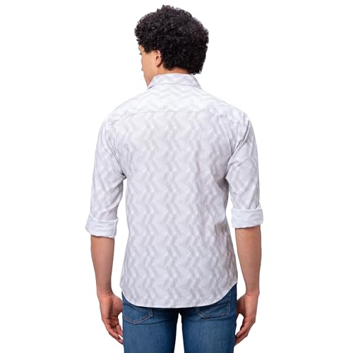 Image of Park Avenue Men's Slim Fit Pure Cotton Full Sleeve Cutaway Collar Solid Pattern Blue Casual Shirt