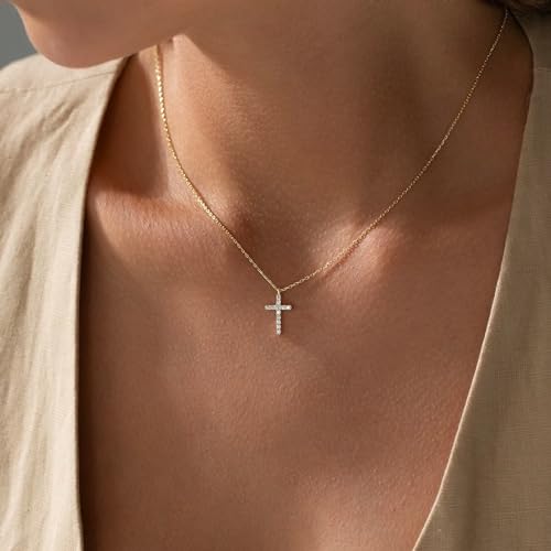 Collner Cross Necklace for Women 14K Gold Filled Cross Necklace Pendant Dainty Choker Necklace for Women Trendy Jewelry Gifts for Women3