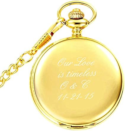 Personalized Engraved Pocket Watch With Removable Chain | Free Engraving (Gold)
