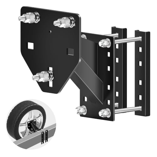 Qualward Spare Tire Mount Bracket for Trailer, Spare Tire Carrier Powder Coat Steel Black, Fits Most...