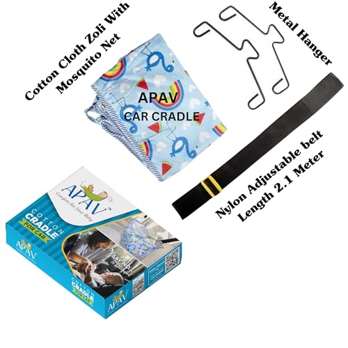Image of Carr Juhla | Cotton Travel palna | Portable Hanging Zula for Safe Naps | Car Jhula with Mosquito Net | for Road Trips & Car Naps