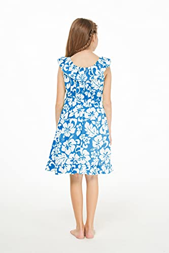 Image of Hawaii Hangover Family Matching Clothes, Classic Vintage Hibiscus Blue | Family matching Hawaiian outfits, Classic Vintage Hibiscus Blue, 100% cotton, machine washable, tropical floral print, luaus