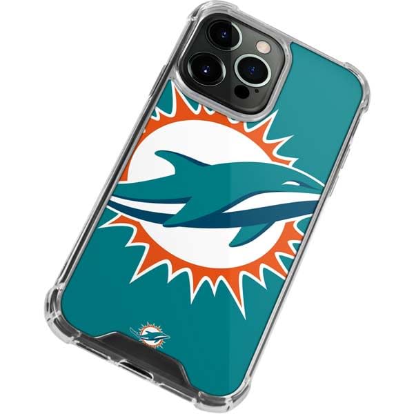 Skinit Clear Phone Case Compatible with iPhone 13 Pro Max - Officially Licensed NFL Miami Dolphins Large Logo Design