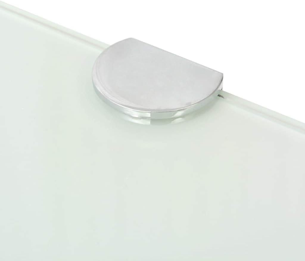 White Tempered Glass Corner Shelf, Small Triangular Floating Wall Shelf for Bathroom, Kitchen, Living Room Decor, 13.8x13.8x0.3 in, Easy Installation