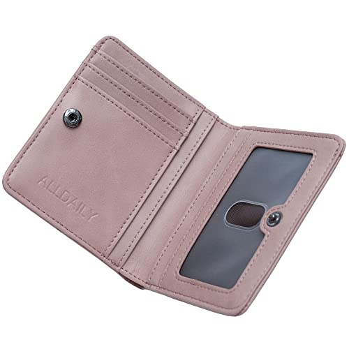 Image of Alldaily Small RFID Wallet for Women Slim Compact Bifold Pocket Ladies Travel Mini Purse (Dark Pink)