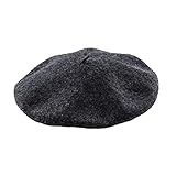 Lavar a mano únicamente Boina francesa de mezcla de lana for mujer, boina elegante de moda for mujer de colores lisos, sombreros bonitos for niñas, Otoño Invierno Sombreros con estilo ( Color : Dark Gray , Size : One Size )
