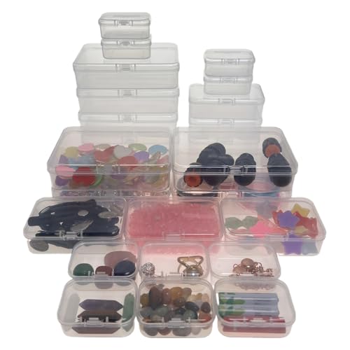 Image of Bead Organizers and Storage-28 Pcs Small Plastic Boxes,Mini Clear Plastic Storage Boxes with Lids,for Jewelry Making Organizer,Containers Hair Accessories, Earrings,Crafts,Sewing Supplies Bead Storage