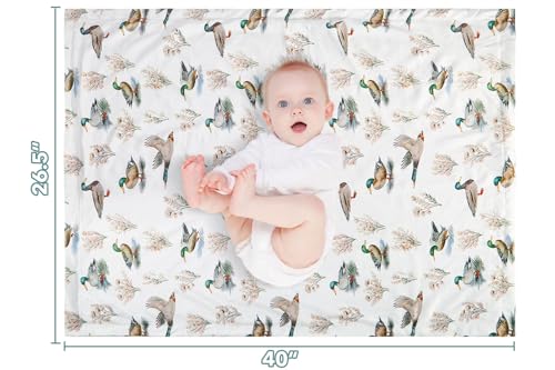 Image of Mallard Duck Baby Blanket for Boys Girls Soft Fleece Minky Blanket with Dotted Backing Double Layer Newborn Toddler Blankie for Nursery Stroller Crib Gift to Son Nephew Grandson 26.5 * 40 Inches