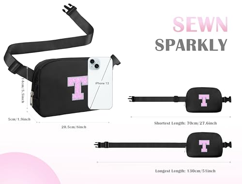 Image of COSHAYSOO Initial Letter Fanny Pack for Girls Personalized Christmas Birthday Gifts for 6 7 8 9 10 11 12 Year Old Teen Girl, Girly Fashion Crossbody Purse Belt Bag Preteen Tween Trendy Stuff Black T