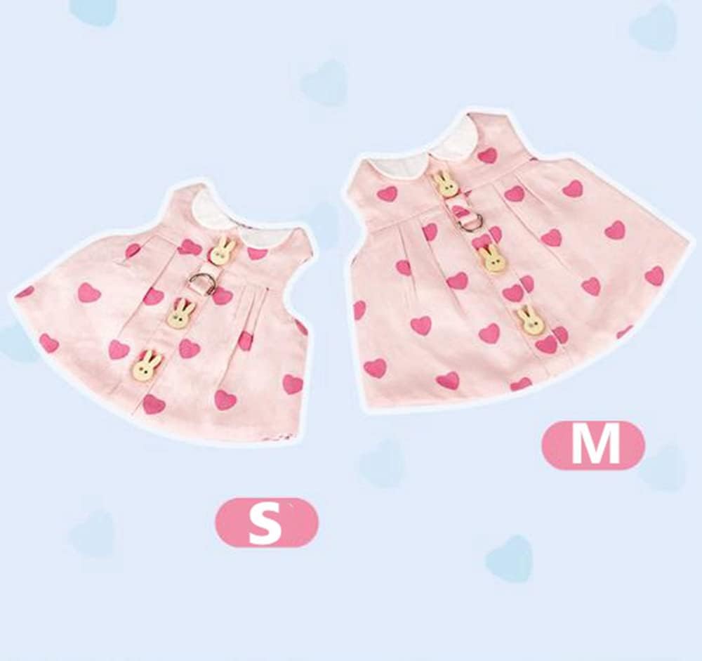 Rabbit Harness and Leash Cute Adjustable Guinea Pig Bunny Clothes Vest Mesh Harness Guinea Pig Harness Pet Costume for Small Animal Rabbit Ferret Cat Dog Walking (S, Pink)