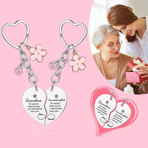 Image of 2Pcs Mother Daughter Heart Matching Keyring Keychain Set Gifts For Mom Christmas Mothers Day Gifts from Daughter
